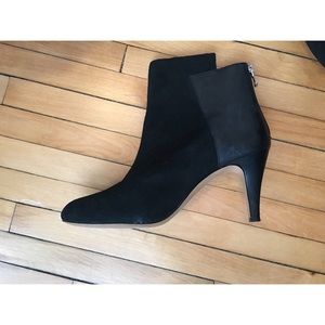 Black suede and leather booties